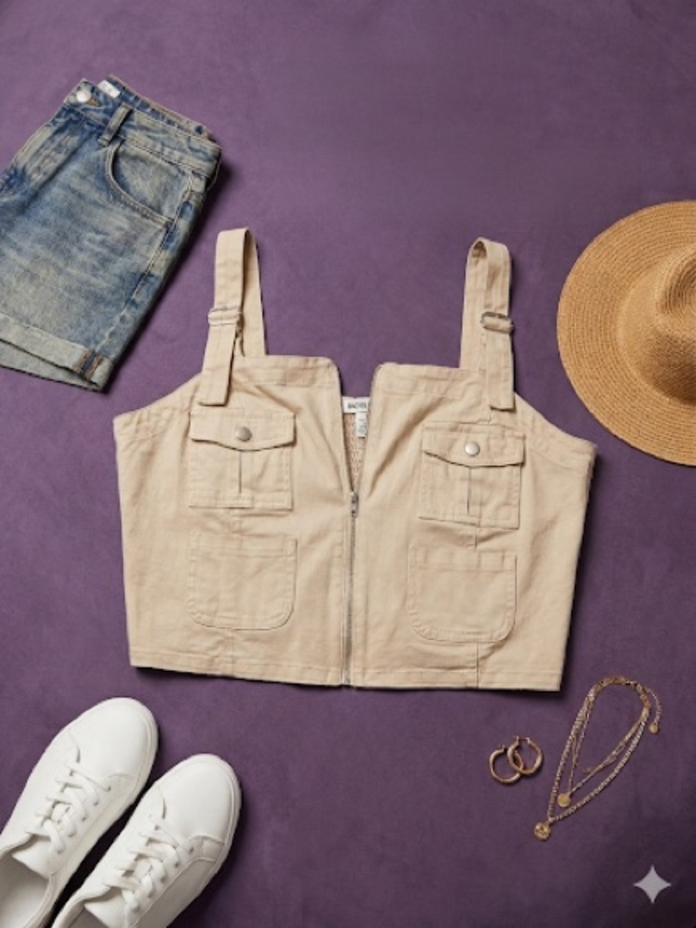 Beige Utility Cargo Top